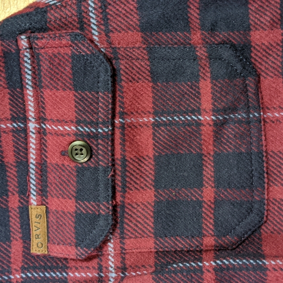 Orvis Men’s Brawny Flannel Shirt, Color RED, XL Tall - Picture 5 of 8